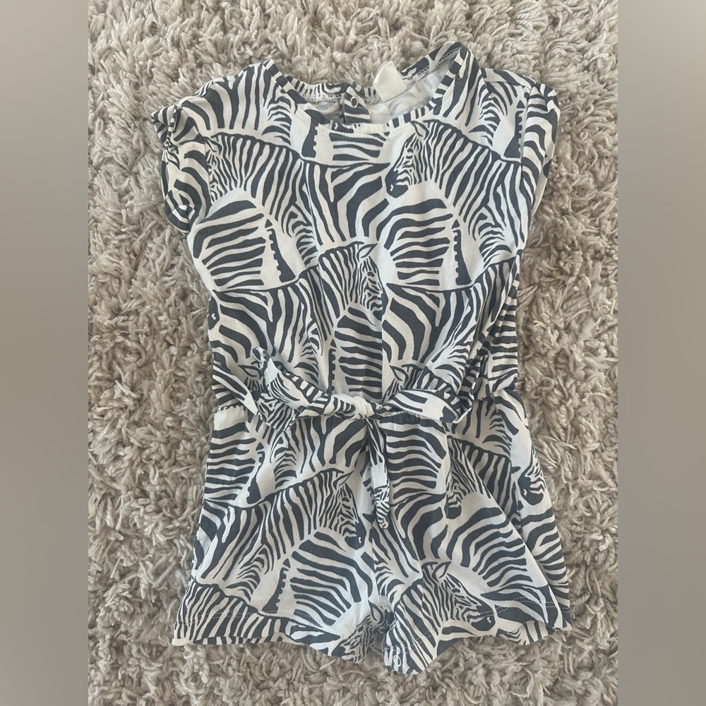 GAP Black and White Zebra Print Romper